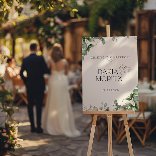Hochzeit Willkommen Schild, Willkommensschild Hochzeit Eukalyptus, Hochzeitsdeko, Willkommensschild, Empfangstafel, Hochzeitsposter