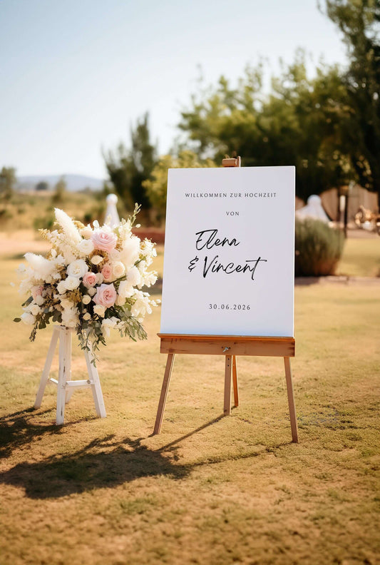 Willkommensschild zur Hochzeit